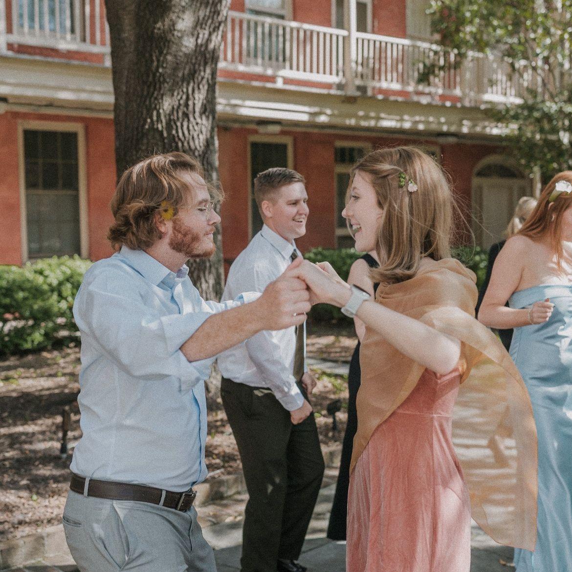 Dancing at the wedding of a friend of ours in Charleston.