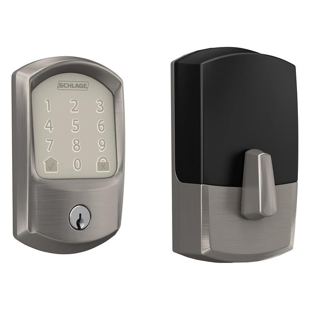 Schlage Encode Smart WiFi Deadbolt Lock for Front Door - Keyless Entry with App or Touchscreen - Works with Alexa, Apple HomeKit, Hey Google, & Airbnb - Create Codes for Guests - Satin Nickel Silver