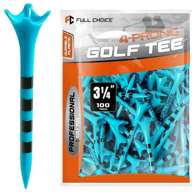 Full Choice Extra Durable 4 Prongs Plastic Golf Tees -100 Pack (2-3/4" or 3-1/4") - Low Friction and Resistance Golf Plastic Tees