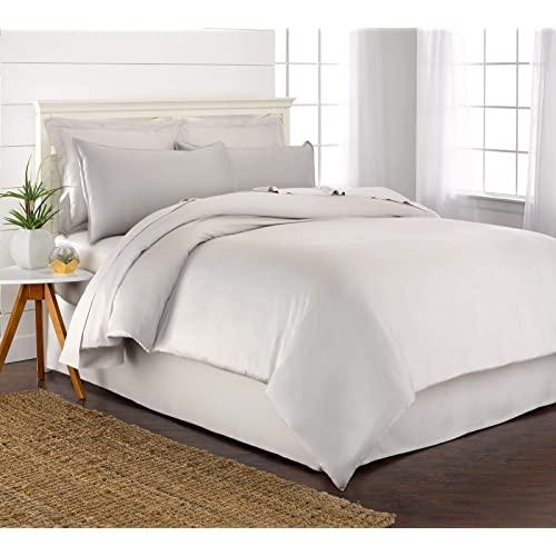 Pure Bamboo Queen Duvet Cover Set - 100% Organic Bamboo, Luxuriously Soft and Cooling - 3 Piece Set Includes 1 Queen Button Closure Duvet Cover with Ties, 2 Pillow Sham Covers (Queen, White)