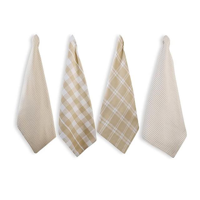 Kitchen Towels Set - Pack of 4 Cotton Dish Towels for Drying Dishes, 18”x 28”, Kitchen Hand Towels, Absorbent Tea Towels, Premium Dish Towels for Kitchen, Quick Drying Kitchen Towel Set - Beige