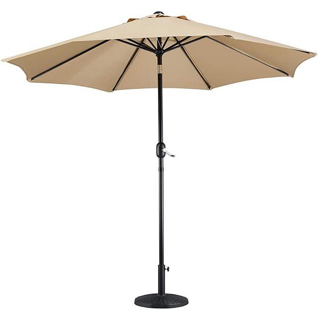 Yaheetech 9FT Garden Offset Table Umbrella with Base, Patio Market Umbrella with Push Button Tilt,Crank and 8 Sturdy Ribs, Aluminum Outdoor Patio Umbrella Base Included