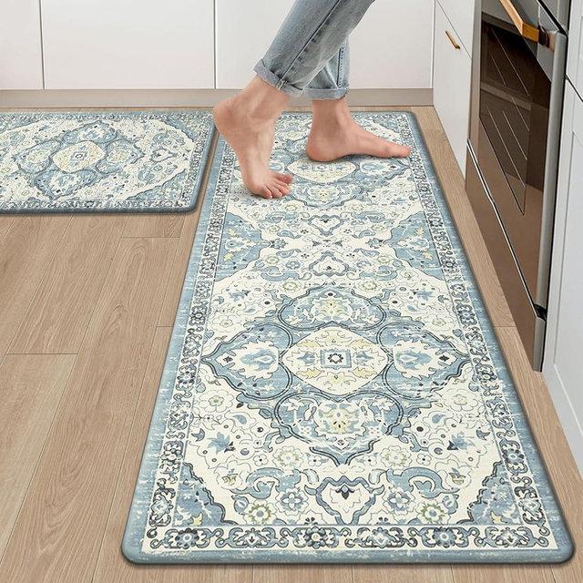 Ileading Anti Fatigue Kitchen Rugs Sets of 2 Cushioned Kitchen Mats for Floor Waterproof Kitchen Mat Set Non Slip Comfort Standing Mat for Kitchen, Office, Sink, Laundry