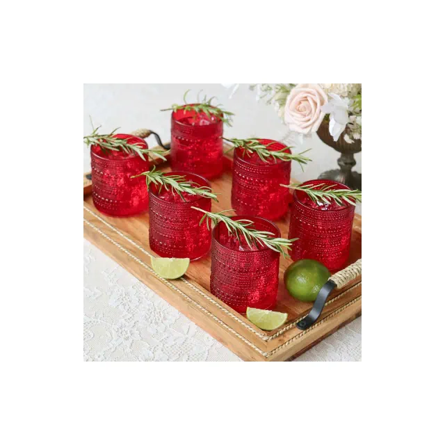 Kate Aspen 10 oz. Textured Beaded Red Glass | 27204RD