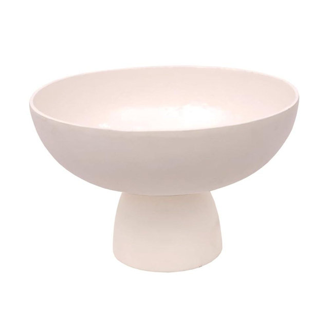 CG Hunter Medium Crème Footed Bowl, Elegant Aluminum Serving Dish, Perfect for Home Decor, Dining Table Centerpiece, Fruit Display, Salad Serving, and Decorative Kitchen Accents
