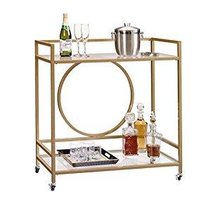 Sauder International Lux Bar Cart in Satin Gold