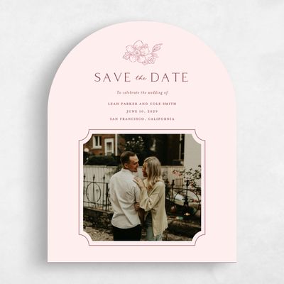 Pink Arch Wedding Save the Date - Selindra Photo