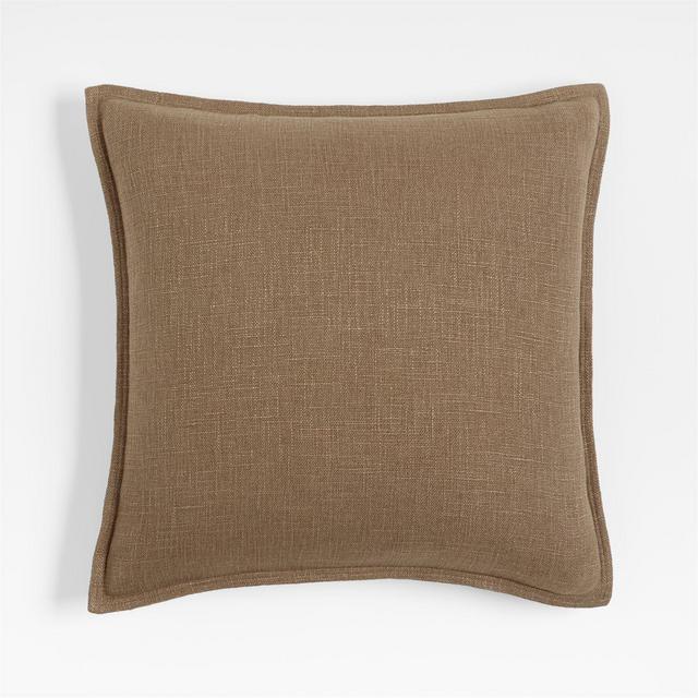Laundered Linen 20"x20" Garden Green Throw Pillow with Feather Insert