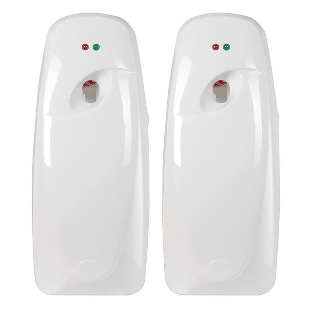 Automatic Air Freshener Spray Dispenser (2-Pack) Wall Mounted or Free Standing, Commercial and Home Use, Multiple Time Scent/Mist Release Settings for Room/Restroom Sprayer (White)