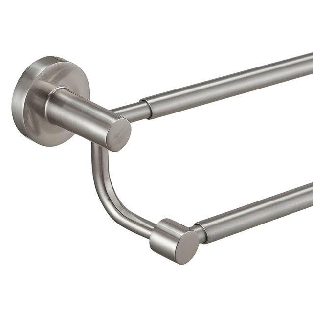 BESy Adjustable 16-26 Inches Double Bath Towel Bar for Bathroom SUS304 Stainless Steel Towel Holder, Hotel Style Wall Mount with Screws Hand Towel Bar Towel Rack Rod Hanger, Brushed Nickel Finish