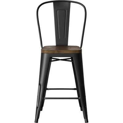 Carlisle Wood Seat Backed Counter Stool Matte Black - Threshold™