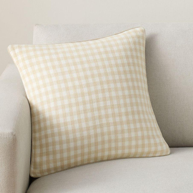 Blaine Check Pillow Cover, Sand, 18"