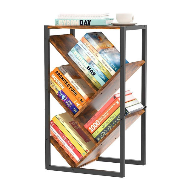 Cutogxon Small Bookcase - 5 Tier Tree Bookshelf with EVA Pads, Book Shelf for Small Spaces Bookshelves Wooden Book Storage Organizer Shelves for Hardcover Books Bedroom Living Room