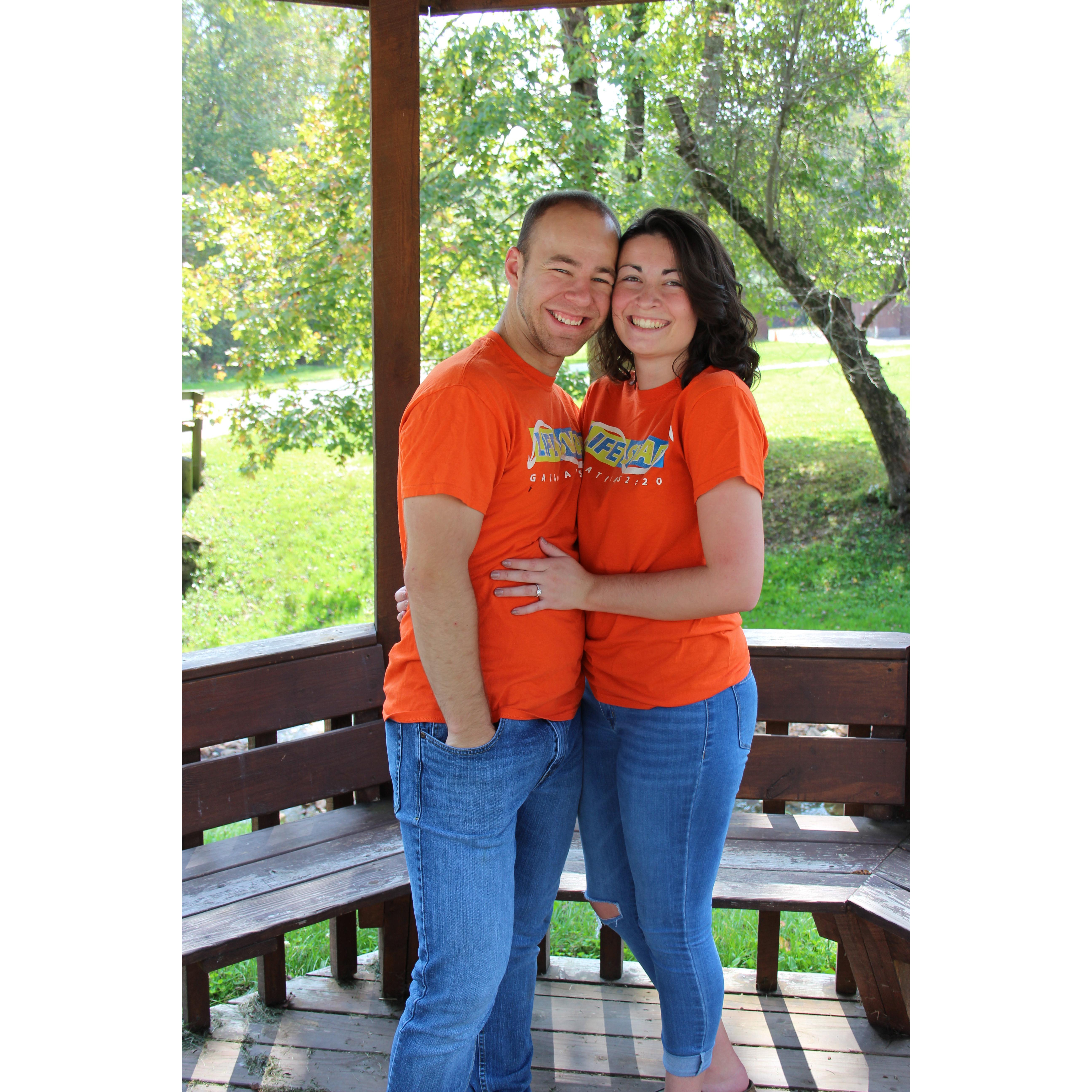 We went back to where we first met in 2014! We both even still had our staff shirts!