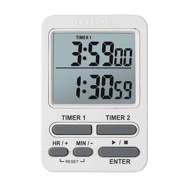 Taylor Dual Event Digital Timer w/Clock, White