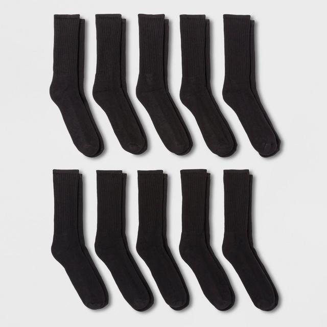 Men's Odor Resistant Crew Socks 10pk - Goodfellow & Co™ Black 6-12
