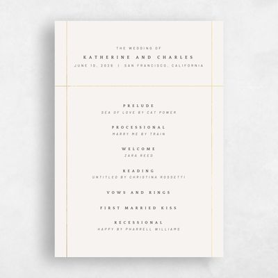 Light Oatmeal, Beige Wedding Program - Corwin Foil