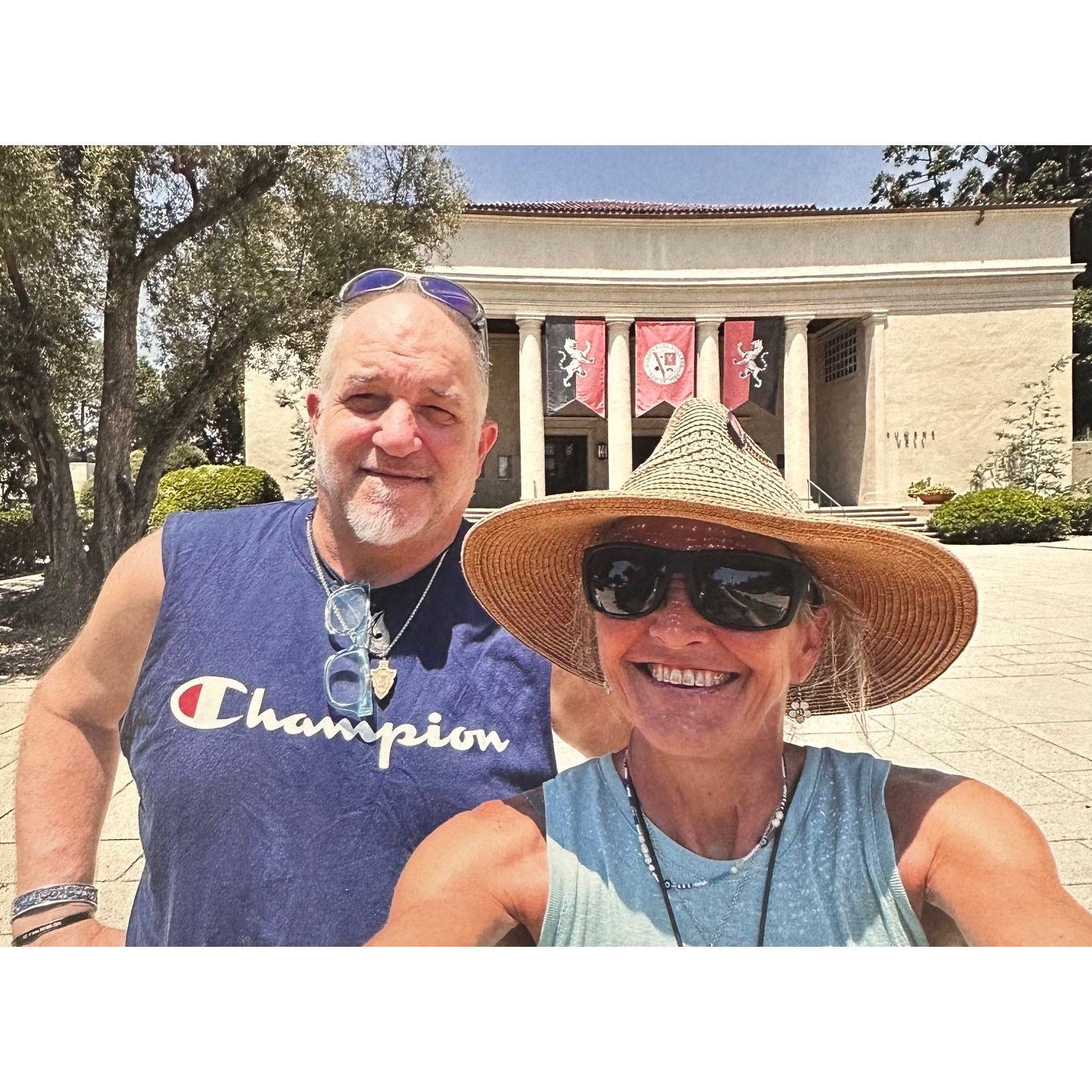 Ben and Sharon on the Occidental College Campus. Was fun to give her a tour of another college life Ben lived after leaving Middlebury. And unlike Midd, it was sunny almost every day. He was happy!!