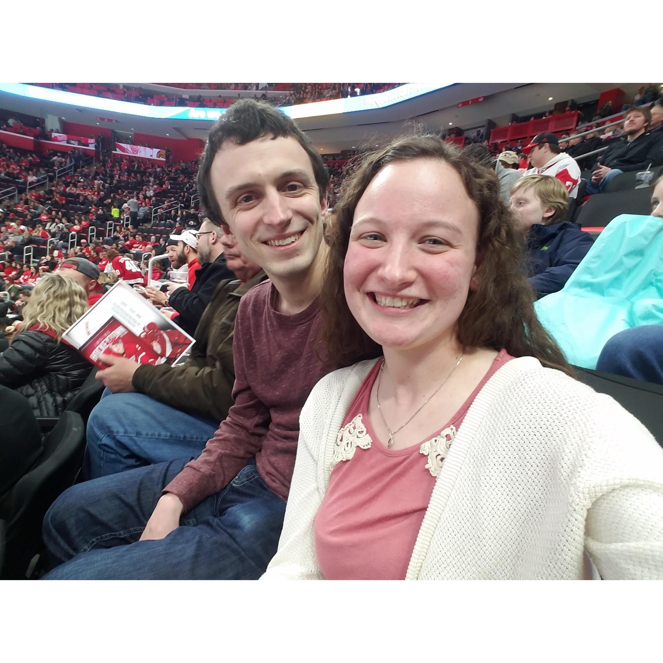 Our first picture together at a Detroit Red Wings game on Valentine's Day 2019.