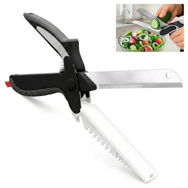 6-in-1 Cutting Board Scissors – Heavy Duty & Dishwasher-Safe Kitchen Shears with Ribbed No-Slip Blade, Spring-Assist, & Safety Lock – Meat, Fruits, Fish & Vegetable Scissors Food Cutter | Fish Scaler