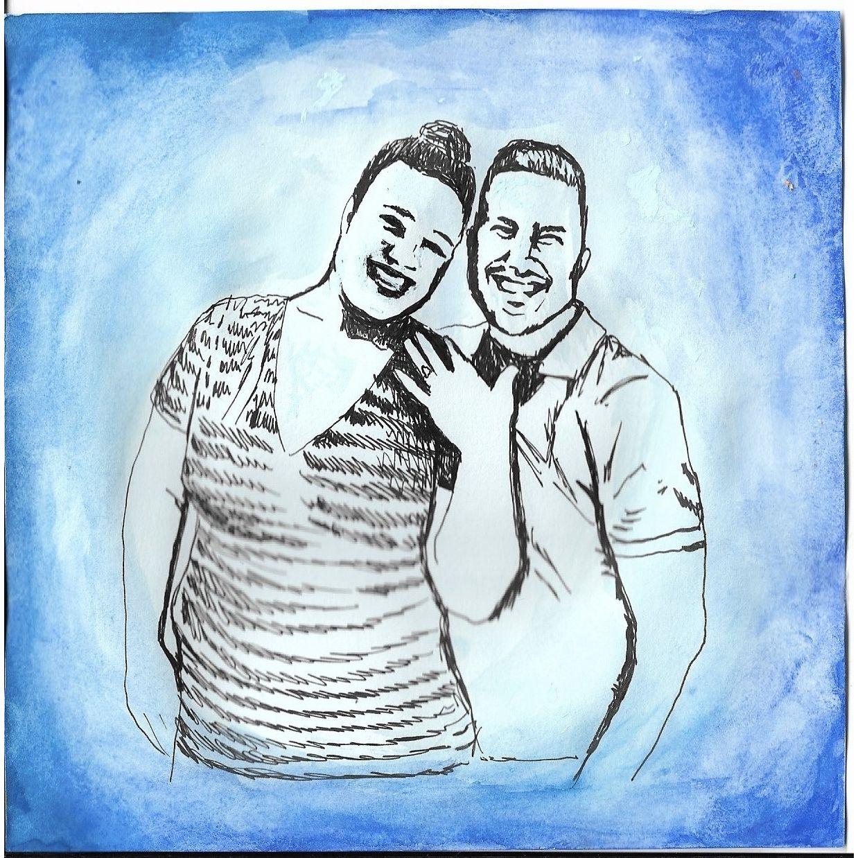 A painting by our dear friend Julie after our engagement.