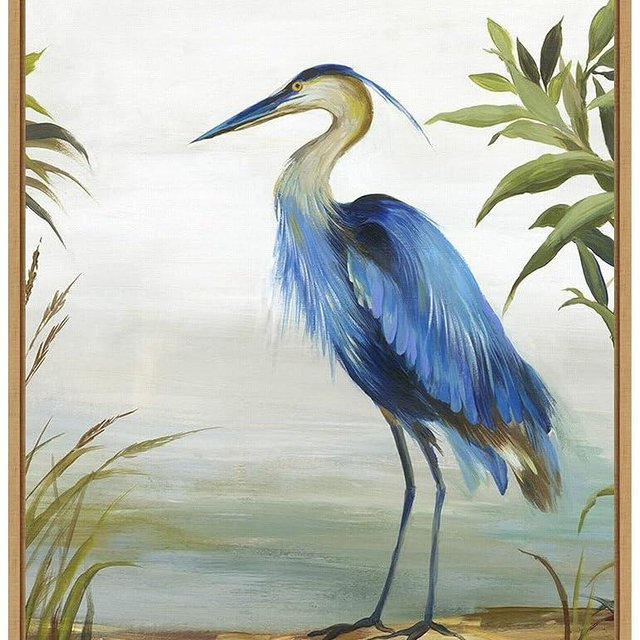 Amanti Art Framed Canvas Wall Art 24x18 Blue Heron by Aimee Wilson, Framed Wall Art Canvas, Animals Artwork, Modern Contemporary Decor, Medium Poster Painting for Living Room, Bedroom, Bathroom