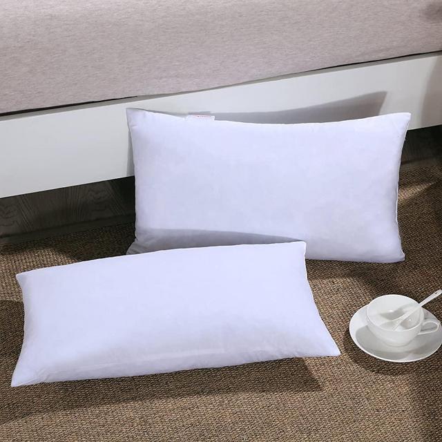 Homelike Moment Down Feather Throw Pillow Insert 12X20 Couch Pillow Inserts Set of 2 100% Cotton Fabric