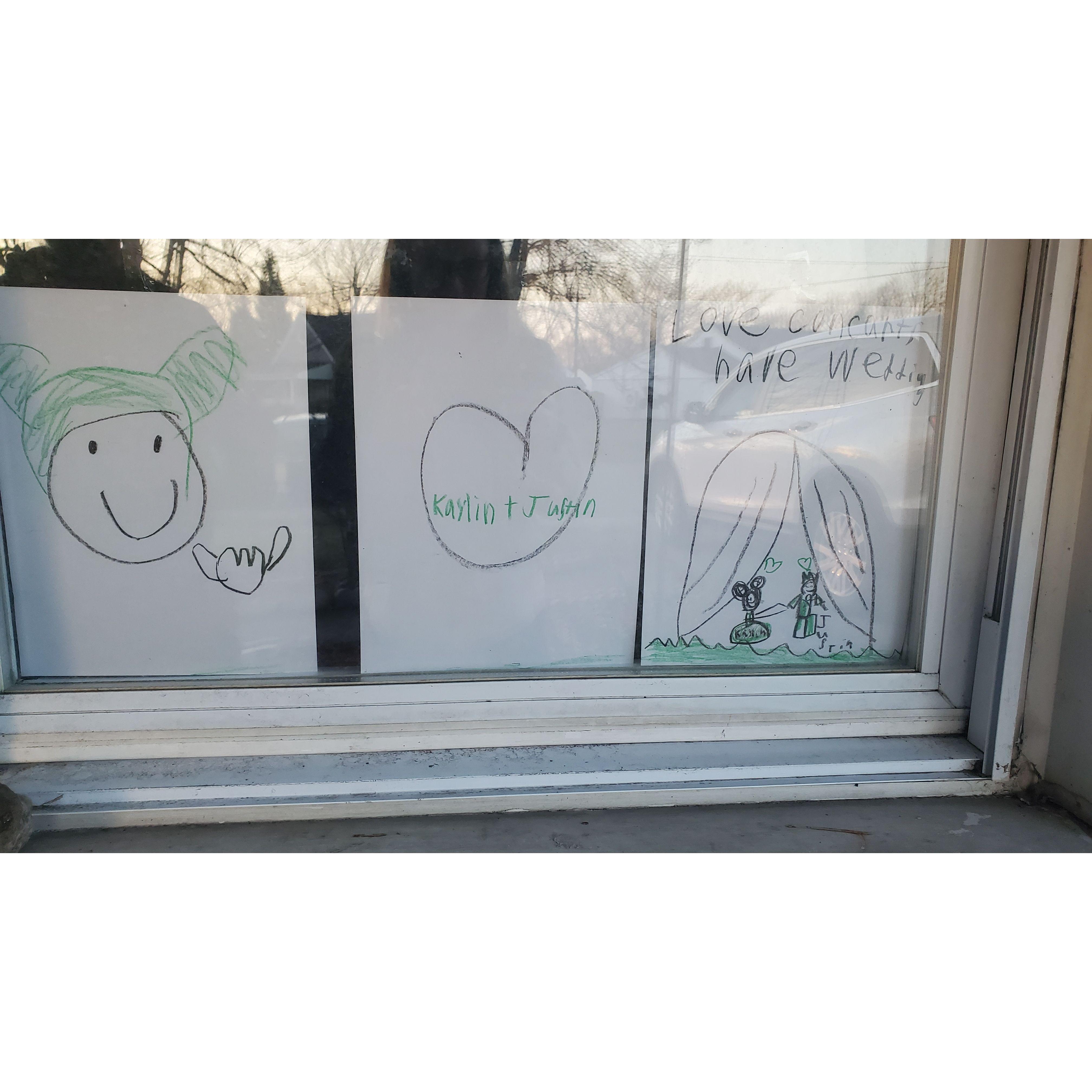 We didn't know it at the time, my nieces drew these pictures of our future wedding.