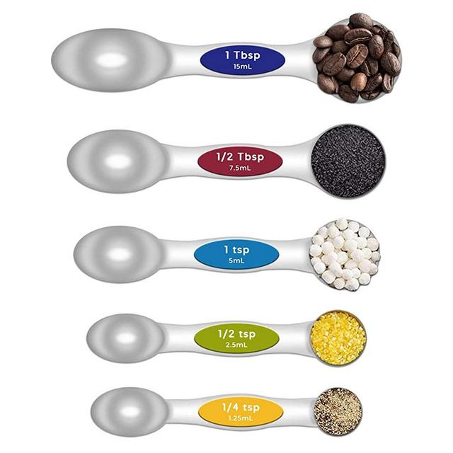 KUFUNG Kitchen Stainless Steel Baking Measuring Spoon &Cups Set for Dry or Liquid (5 pcs, Mixed Color)