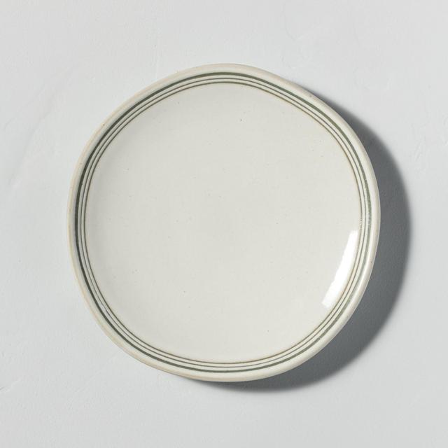 Stoneware Green Stripes Appetizer Plate Sour Cream - Hearth & Hand™ with Magnolia