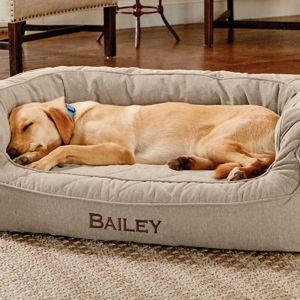 Orvis ComfortFill-Eco™ Deluxe Dog Bed | Heathered Khaki