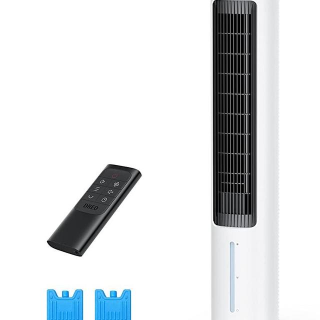 Dreo Evaporative Air Cooler, 40” Cooling Fan with 80° Oscillating, Humidifying, Removable Water Tank, Filter, Ice Packs, Remote Control, 3 Speeds, 7H Timer, Personal Swamp Cooler, White, DR-HEC001