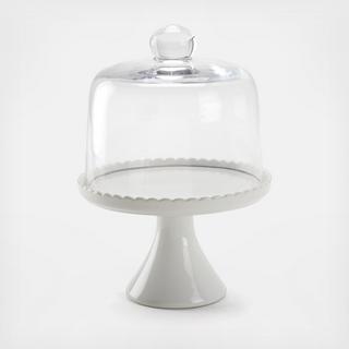 Scallop 2-Piece Pedestal & Glass Cloche Set