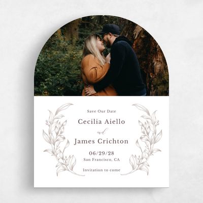 Beige Arch Wedding Save the Date - Merriott Photo