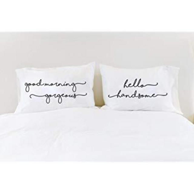 His and Hers Pillowcases Good Morning Gorgeous Hello Handsome Couples Pillowcases with Quotes