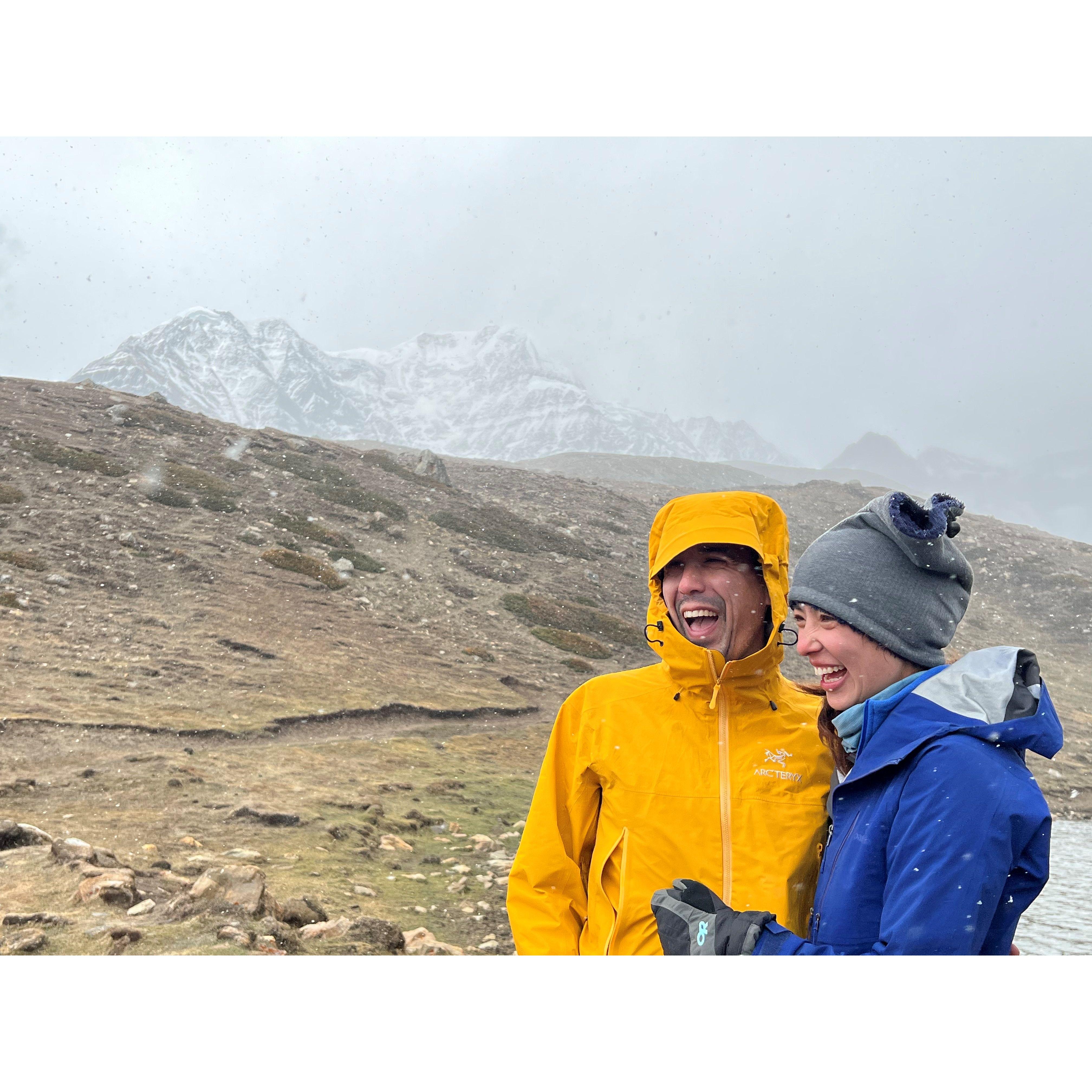 Hiking and getting engaged along the Annapurna circuit in Nepal.