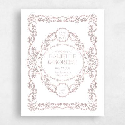 Grayed Mauve, Pink Wedding Save the Date - Estella Classic