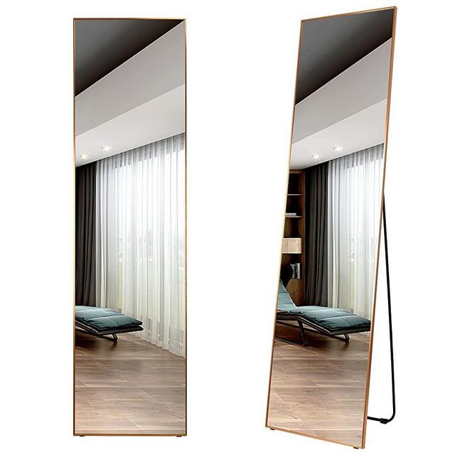 LVSOMT Full Length Floor Mirror, Free Standing Body Mirror, Wall Mounted Hanging Mirror, Large Dressing Mirror, Leaning Against Wall Mirror, Big Mirror for Bedroom Living Room Locker Room, 63"x16"
