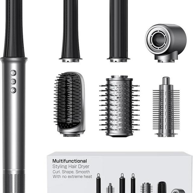 All-in-One Air Styler - Auto Curl, Straighten, Volumize, Dry - 160000 RPM High-Speed for Faster Styling - Reduces Heat Damage & Frizz Hair Styling Irons - Ionic Blow Dryer Brush for All Types (Nickel)