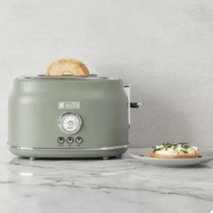 Haden Dorset 2 Slice Wide Slot Stainless Steel Toaster with Adjustable Browning Control & Non Slip Feet, Cedar Green & Chrome