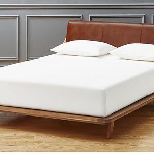 drommen acacia queen bed with leather headboard