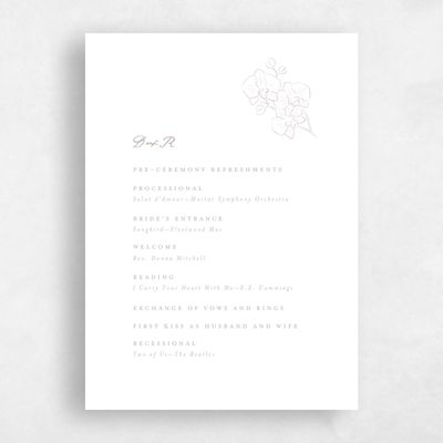 Greige, White Wedding Program - Orchidea