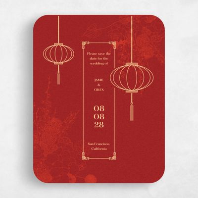 Red Rounded Wedding Save the Date - Ames Frame