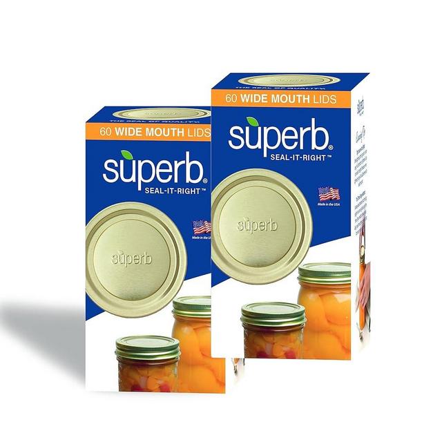 Superb Sealing Solutions Canning Lids - Mason Jar Wide Mouth Lid Toppers Fit Ball and Kerr Jars, 3.25 inch Food Grade with Thick Seals, USA Made, 120 Count