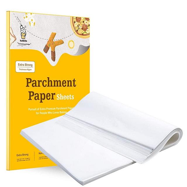 Katbite 16x24 inch Heavy Duty Parchment Paper Sheets, 100Pcs Precut Non-Stick Full Parchment Sheets for Baking, Cooking, Grilling, Frying and Steaming, Full Sheet Baking Pan Liners, Commercial Baking