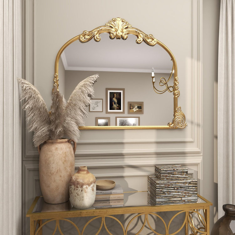 Tisbury Lane, Scroll Ornate Arched Baroque Wall Mirror | Zola