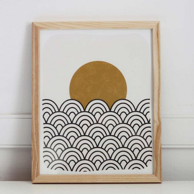 Pauline Stanley Studio Wall Art, Waves & sun, Wood Frame, Earthy & Natural