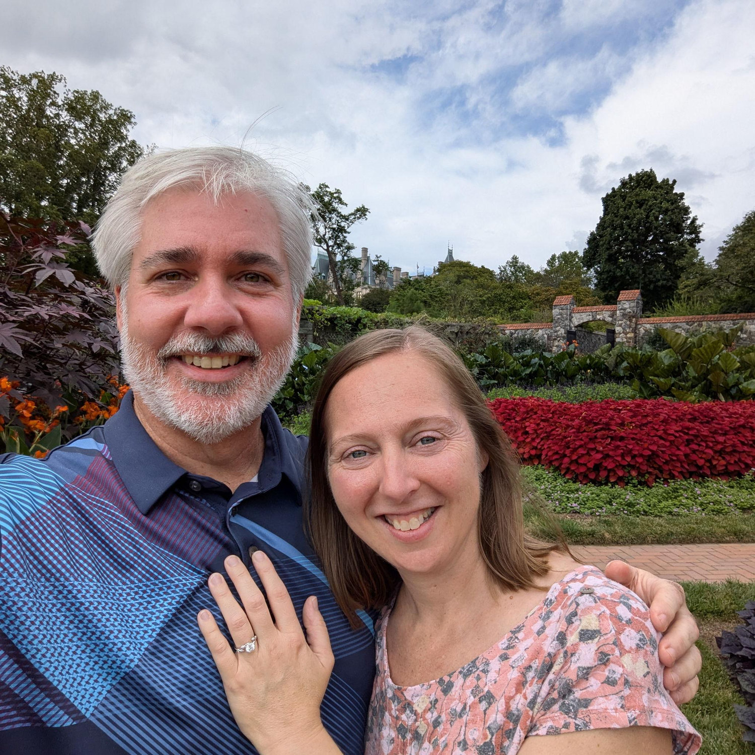 The exact spot where Kevin proposed to Crystl in the Walled Garden at Biltmore Estate, Asheville, NC