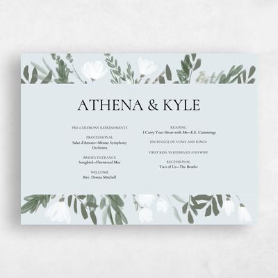 Ice, Blue Wedding Program - Oaklyn