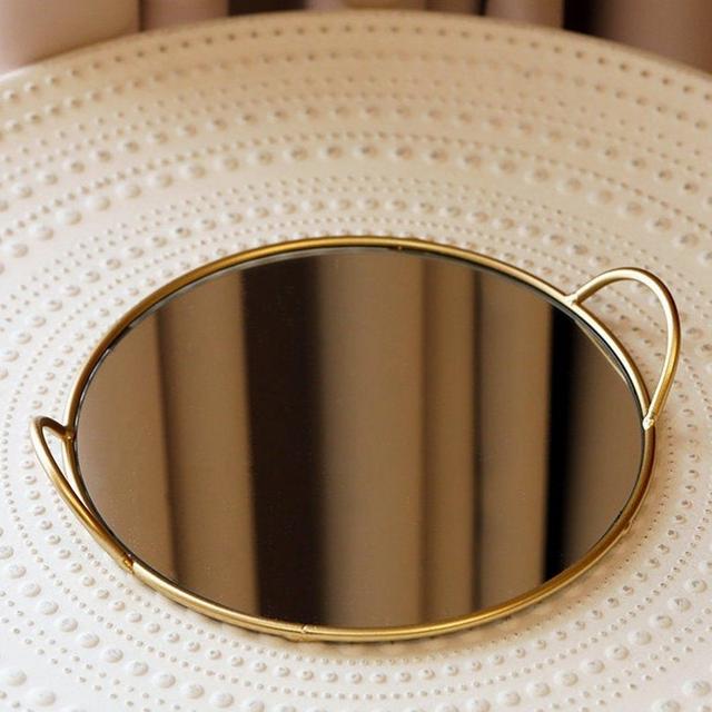 Vanity tray, brass mirror vanity tray